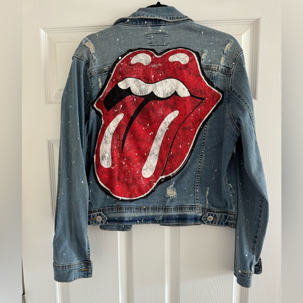 Distressed Rolling Stones Jean Jacket